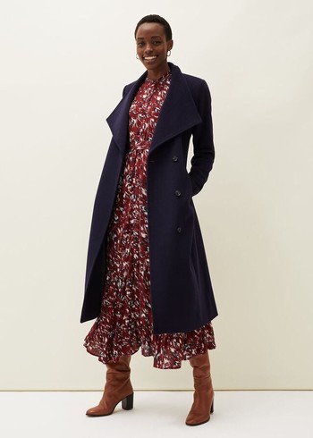 Phase Eight Thea Wool Trench Coats Navy Australia | DQ9613540